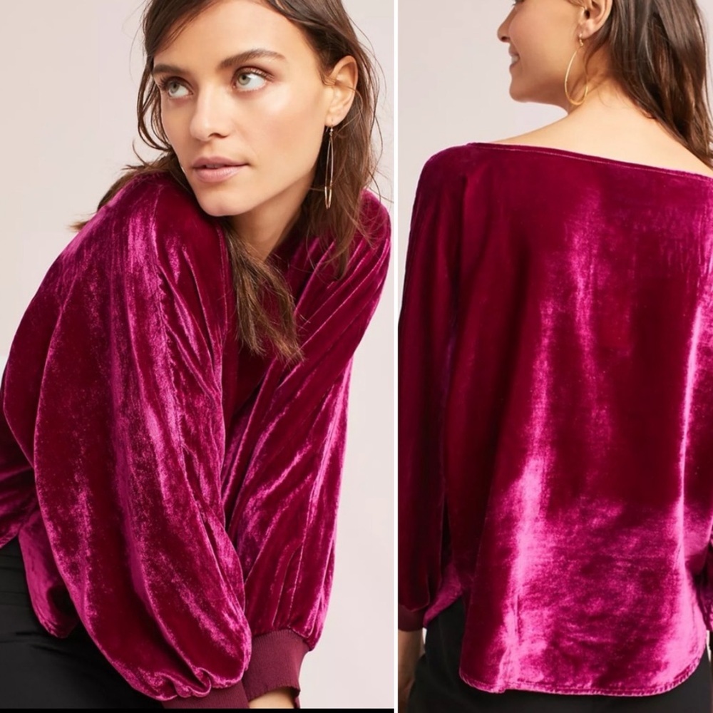 Anthropologie Maeve Carmenโ Velvet Top Size Medium